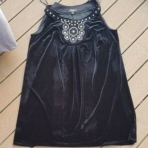 Velvet Dress with Lace & Crystal Details